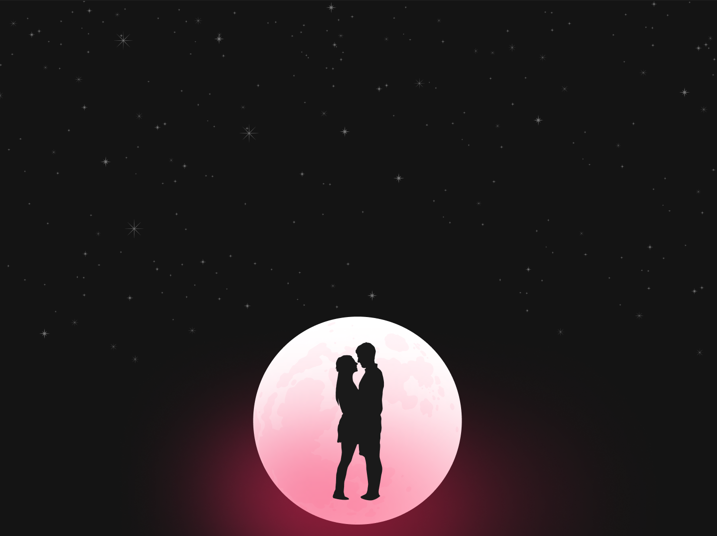 Silhouettes under night starry sky