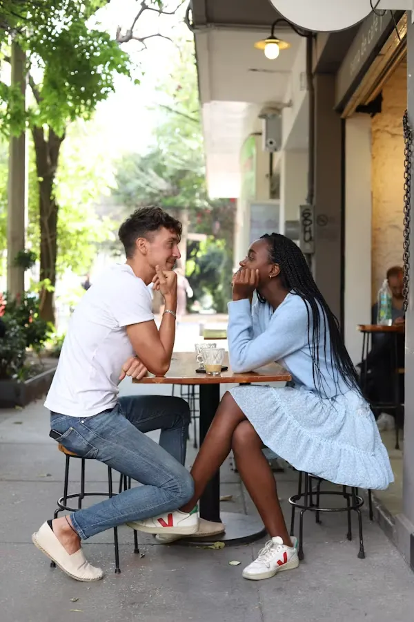 Couple having a meaningful conversation on a first date